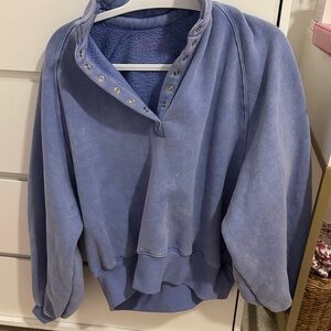 Cozy Blue Snap-Button Hoodie
